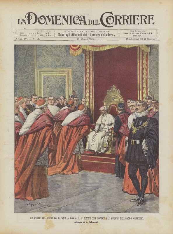 De Feesten Voor Het Pauselijke Jubileum In Rome, Paus Leo XIII Ontvangt De Felicitaties Van Het Heilige College door Achille Beltrame