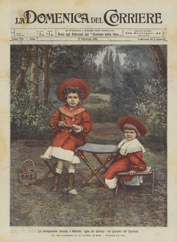De prinsesjes Jolanda en Mafalda, dochters van de Soeverein, in de tuin van het Quirinaal door Achille Beltrame