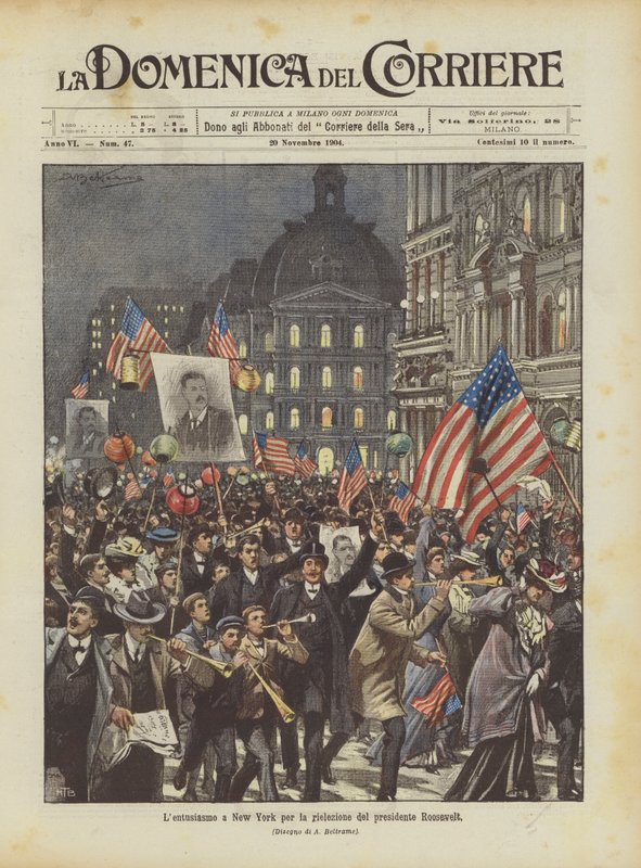 Het enthousiasme in New York voor de herverkiezing van president Roosevelt door Achille Beltrame