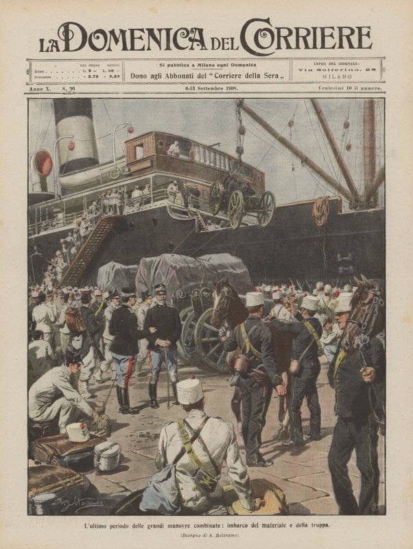 De laatste fase van de grote gecombineerde manoeuvres, inscheping van materiaal en troepen door Achille Beltrame