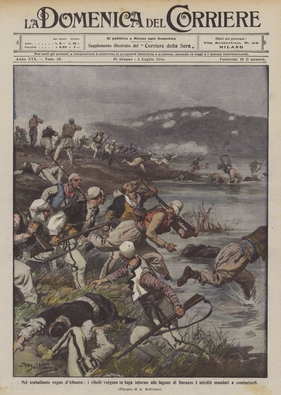 In het wankele koninkrijk Albanië, de rebellen vluchten rond de lagunes van Durrës door Achille Beltrame