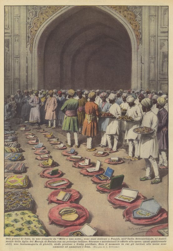Acht dagen van feesten, in een scenario uit Duizend-en-een-nacht, waren gewijd aan Punjab door Achille Beltrame
