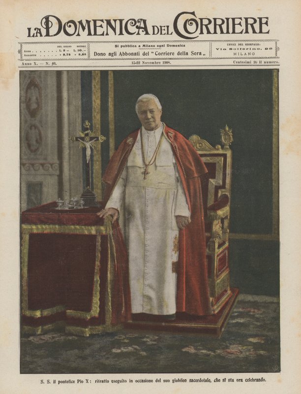 Zijne Heiligheid paus Pius X, portret gemaakt ter gelegenheid van zijn priesterjubileum, dat nu wordt gevierd door Achille Beltrame