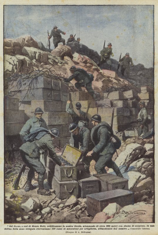 Op de Karst, ten zuiden van Monte Faiti, hebben we ons front rechtgetrokken, met een verrassingsaanval van ongeveer 300 meter door Achille Beltrame