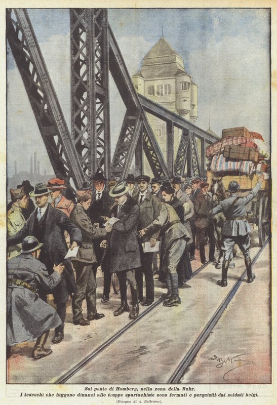 Op de brug van Homberg, in het Ruhrgebied door Achille Beltrame