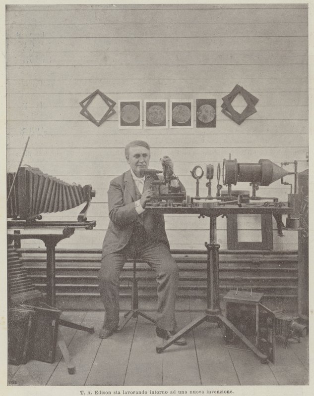 T A Edison Werkt Aan Een Nieuwe Uitvinding door Achille Beltrame