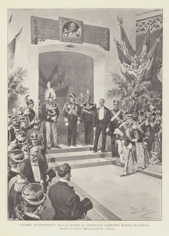 Turijn, onthulling van de gedenkplaat voor generaal Arimondi, gestorven in Afrika door Achille Beltrame