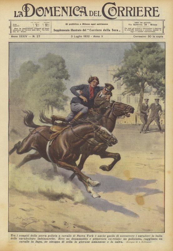 Een van de taken van de nieuwe bereden politie van New York is ook het redden van ruiters door Achille Beltrame