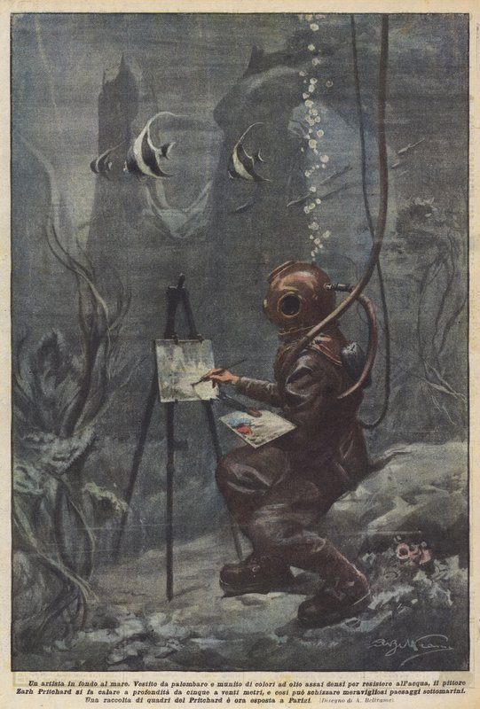 Een kunstenaar op de bodem van de zee door Achille Beltrame