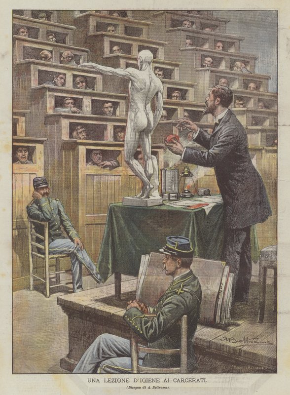 Een les in hygiëne voor de gevangenen door Achille Beltrame