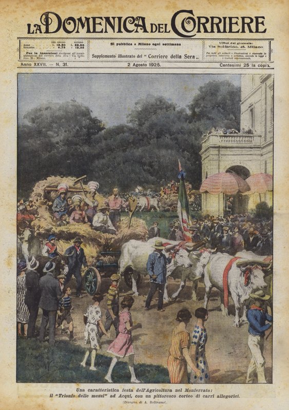 Een karakteristiek landbouwfeest in Monferrato, de Triomf van de oogst in Acqui door Achille Beltrame