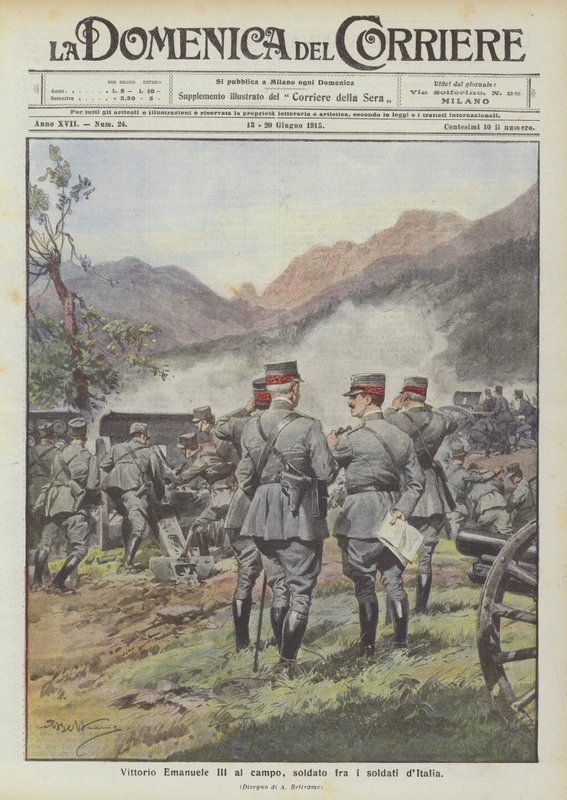 Vittorio Emanuele III in het veld, soldaat onder de soldaten van Italië door Achille Beltrame