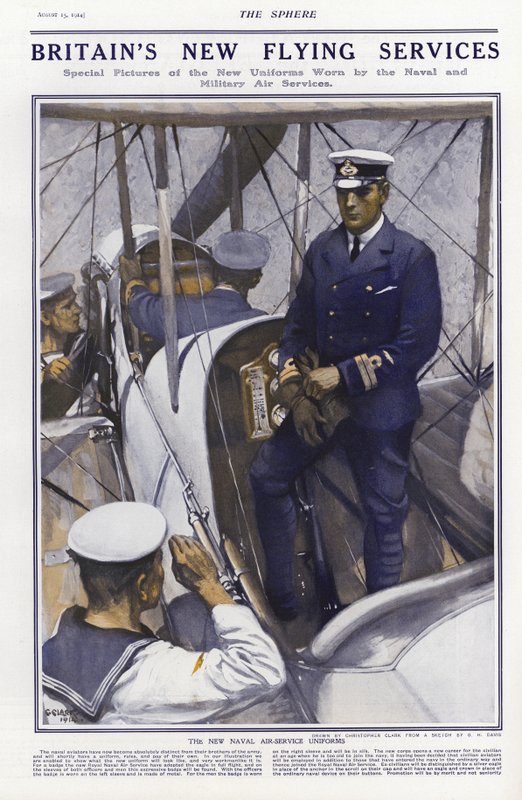 Nieuwe uniformen van de Britse Koninklijke Marine Luchtvaartdienst, 1914 door Addison Thomas Millar