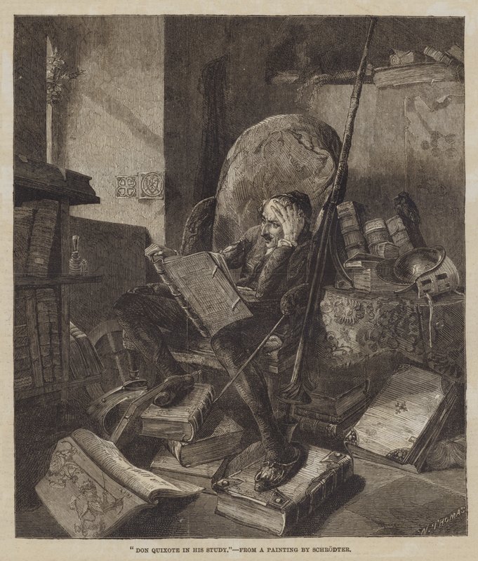 Don Quichot in zijn studeerkamer door Adolf Schreyer
