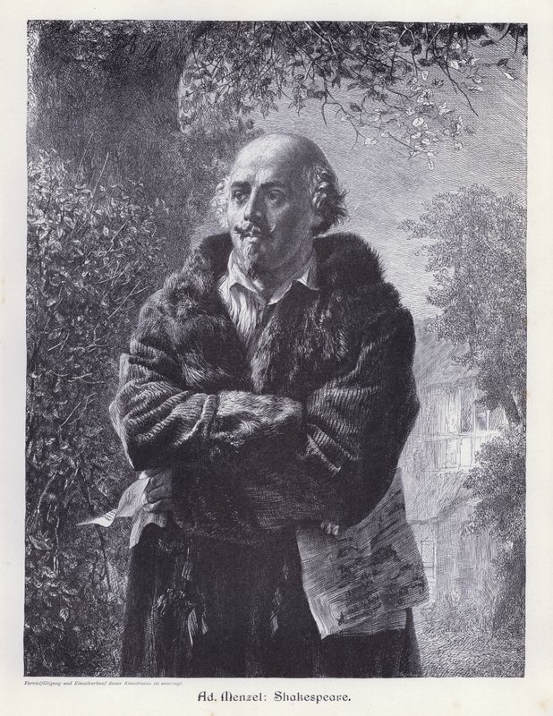 William Shakespeare, Engelse toneelschrijver door Adolph Friedrich Erdmann von (after) Menzel