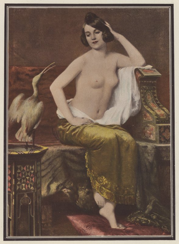 De favoriet, vrouw met een vogel door Adolphe Weisz