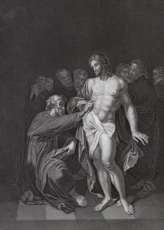 De Ongeloof van St. Thomas, Johannes, Hoofdstuk 20, verzen 26-29 (gravure) door Adriaan van der (after) Werff