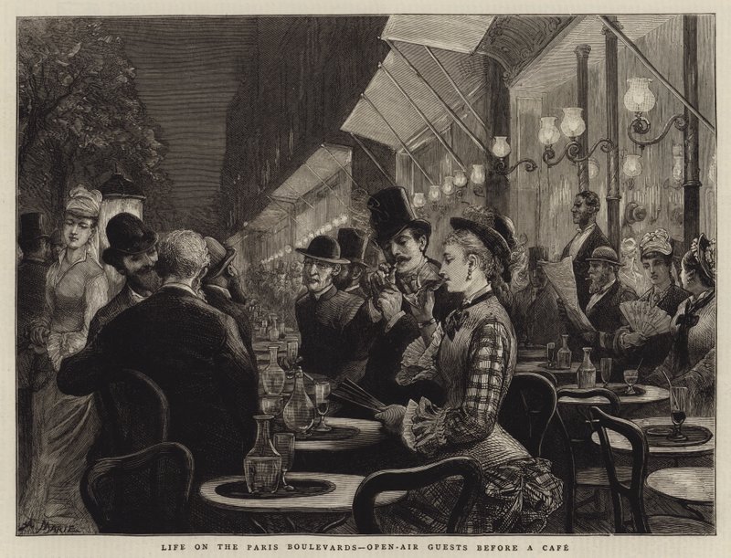 Leven op de Parijse Boulevards, Openluchtgasten voor een Café door Adrien Emmanuel Marie