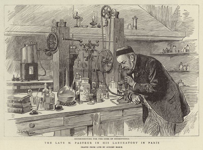De Overleden M Pasteur in zijn Laboratorium in Parijs door Adrien Emmanuel Marie