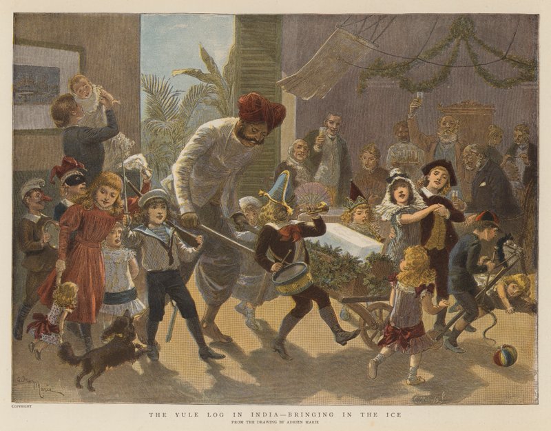Het kerstblok in India, het binnenbrengen van het ijs door Adrien Emmanuel Marie