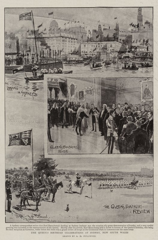 De Verjaardagsvieringen van de Koningin in Sydney, New South Wales door Albert Henry Fullwood