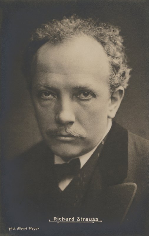 Portret van de muziekcomponist, Richard Strauss (zwart-wit foto) door Albert Meyer