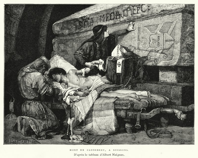 Mort De Clodebert, A Soissons (gravure) door Albert Pierre René (after) Maignan