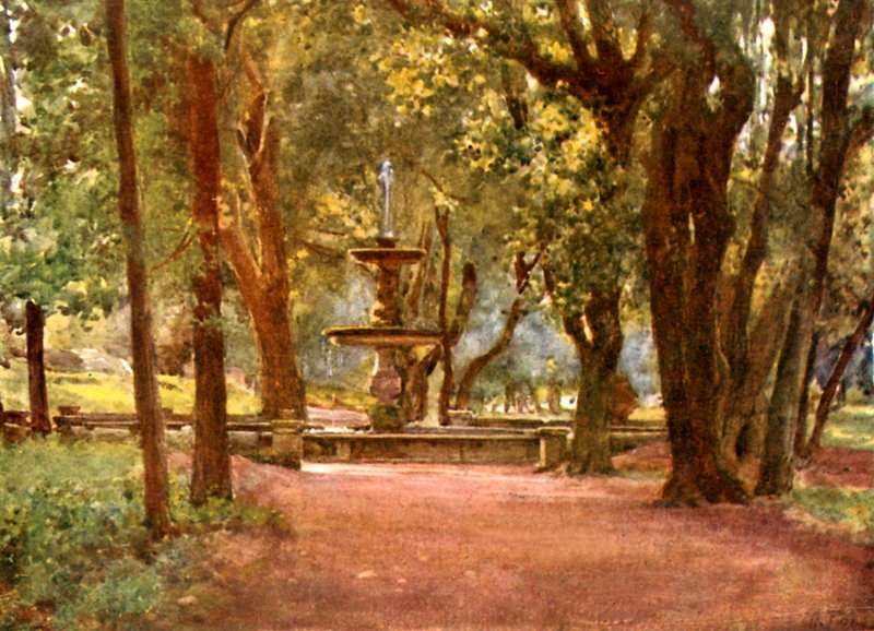 Ilex Avenue en Fontein (Fontana Scura) Villa Borghese door Alberto Pisa