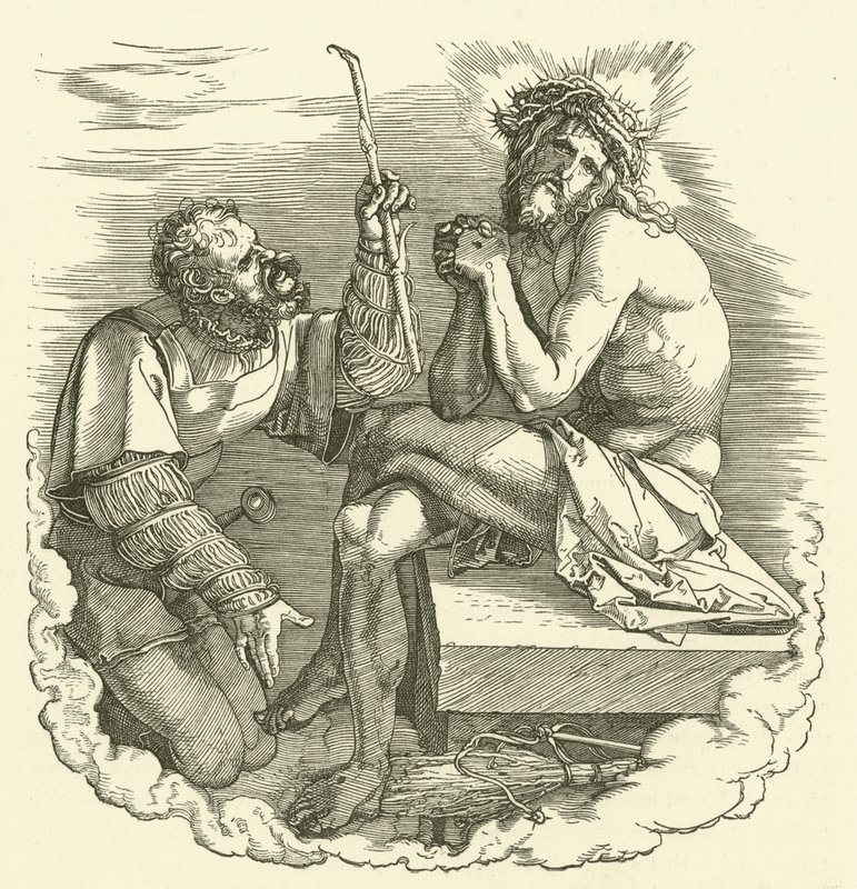 De Bespotting van Christus (Christus als Man van Smarten Bespot door een Soldaat) door Albrecht Dürer