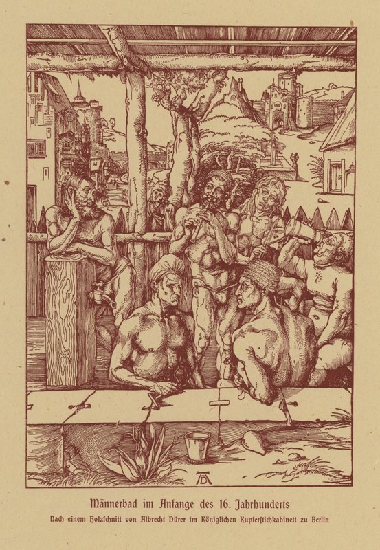 Mannenbaden, begin 16e eeuw door Albrecht (after) Durer or Duerer