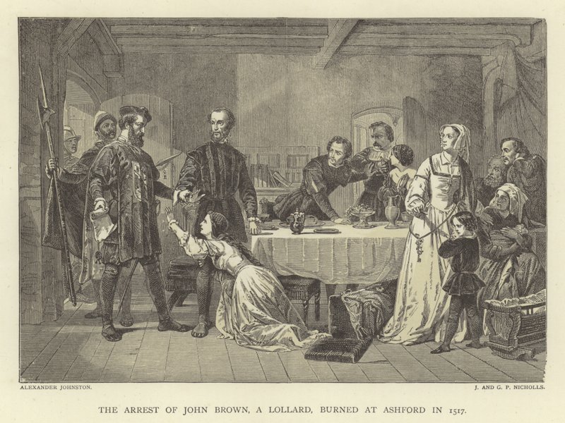 De arrestatie van John Brown, een Lollard, verbrand in Ashford in 1517 door Alexander Johnston