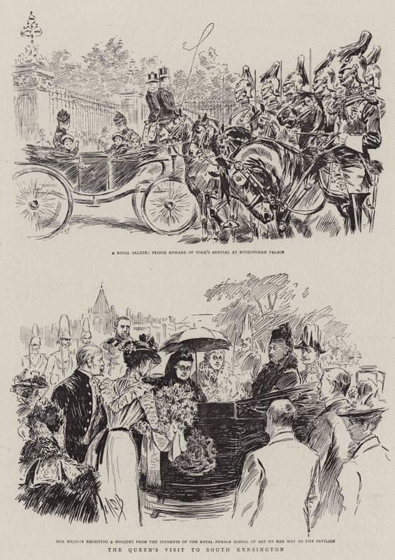 Het bezoek van de koningin aan South Kensington door Alexander Stuart Boyd