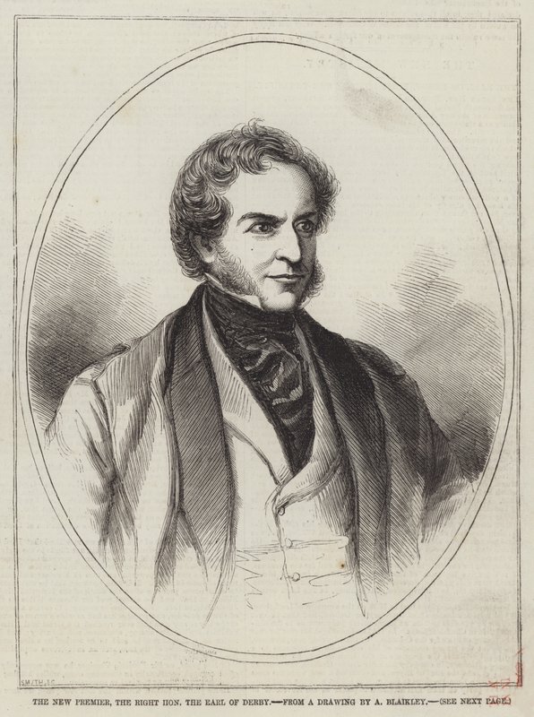 De nieuwe premier, de zeer eerbiedwaardige graaf van Derby door Alexander Blaikley