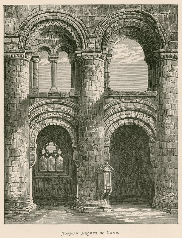 Jedburgh Abbey, Normandische bogen in het schip door Alexander Francis Lydon