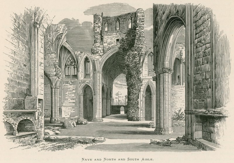 Melrose Abbey, schip en noord- en zuidbeuk door Alexander Francis Lydon