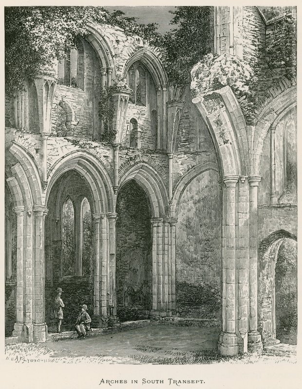Netley Abbey, bogen in het zuidelijke transept (gravure) door Alexander Francis Lydon