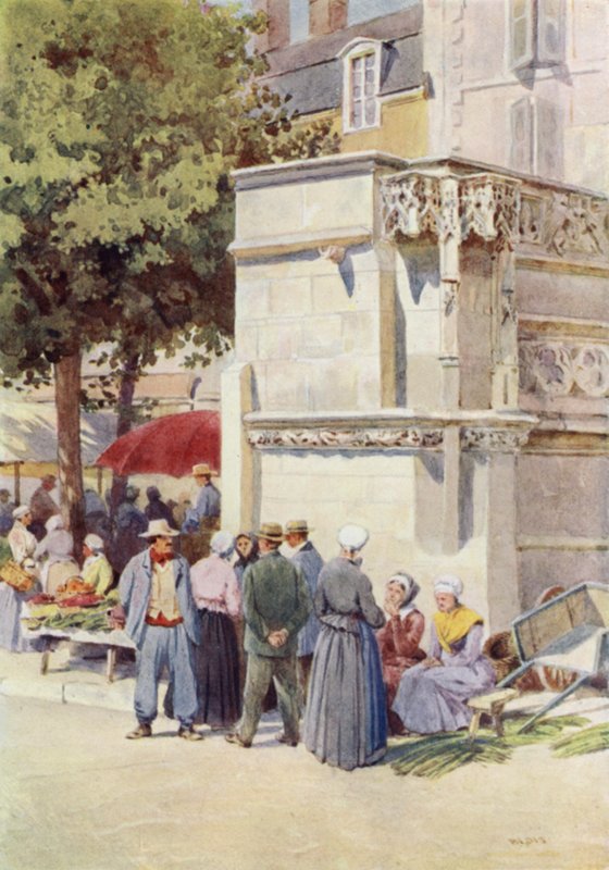 Blois, de fontein van Lodewijk XII, op de markt door Alexander Henry Hallam Murray