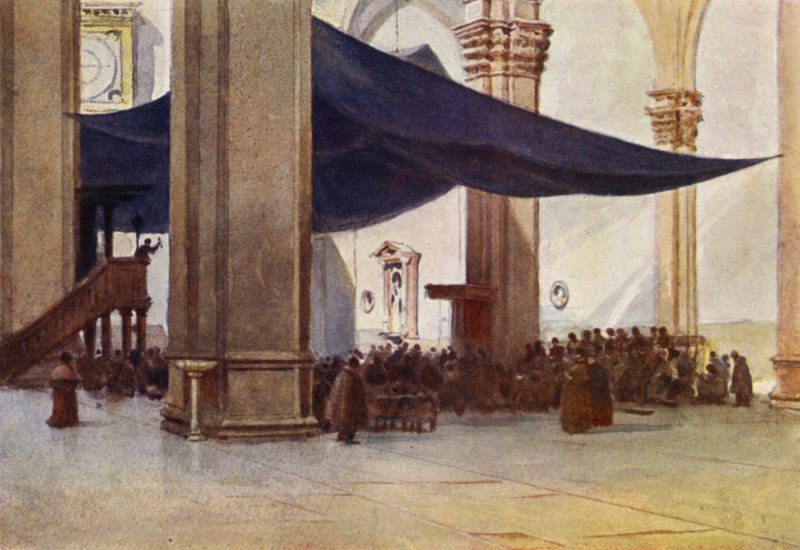 Florence, interieur van de Duomo tijdens de vastenpreken door Alexander Henry Hallam Murray