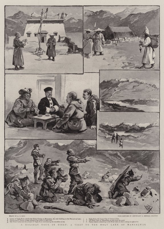 Een Vakantietocht in Tibet, een Bezoek aan het Heilige Meer van Mansalwar door Alexander Stuart Boyd