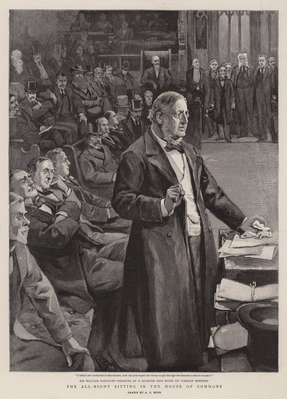 De nachtelijke zitting in het Lagerhuis door Alexander Stuart Boyd
