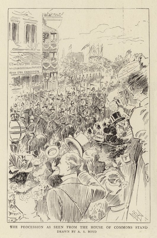 De processie gezien vanaf de tribune van het Lagerhuis door Alexander Stuart Boyd