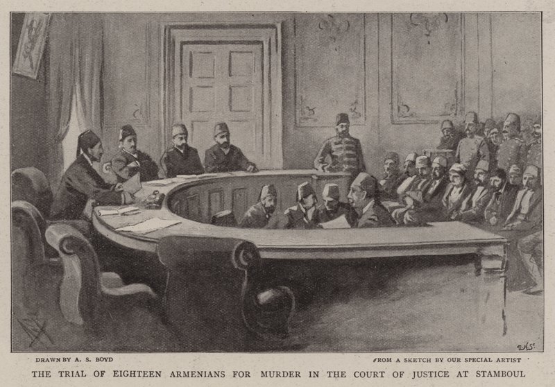 Het proces van achttien Armeniërs voor moord in het gerechtshof van Stamboul door Alexander Stuart Boyd