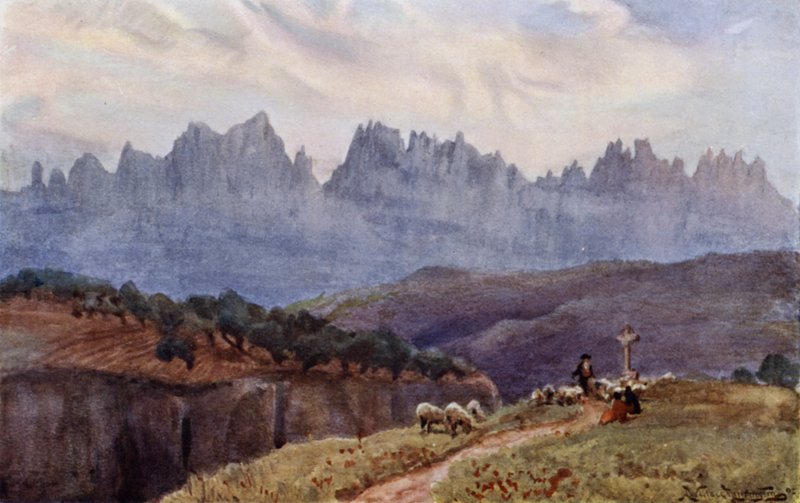 De bergen van Monserrat vanuit Manresa, nabij Barcelona door Alexander Wallace Rimington