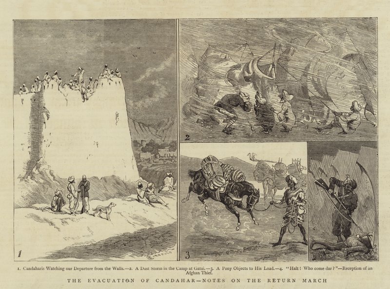 De evacuatie van Kandahar, aantekeningen over de terugtocht door Alfred Chantrey Corbould