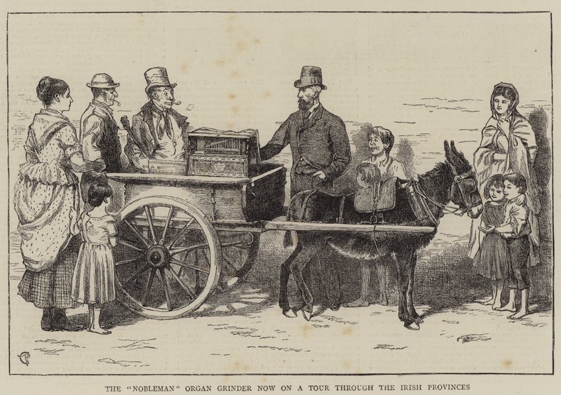 De edelman orgeldraaier nu op tournee door de Ierse provincies door Alfred Chantrey Corbould