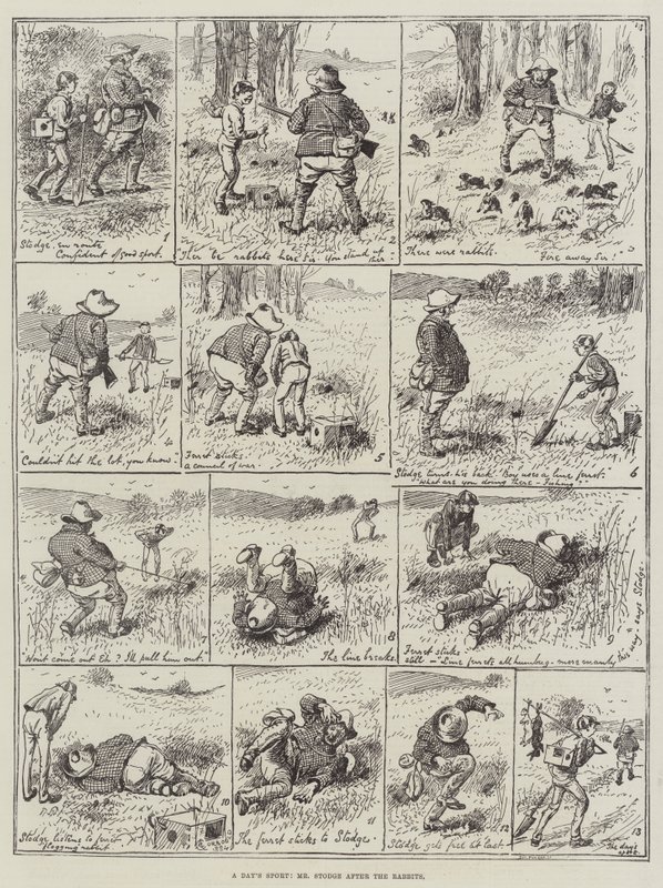 Een dag sport, Mr Stodge achter de konijnen aan door Alfred Courbould