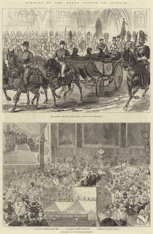 Opening van de Royal Courts of Justice door Alfred Courbould