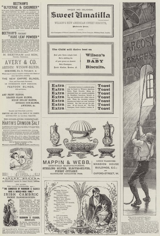Pagina met advertenties door Alfred Crowquill