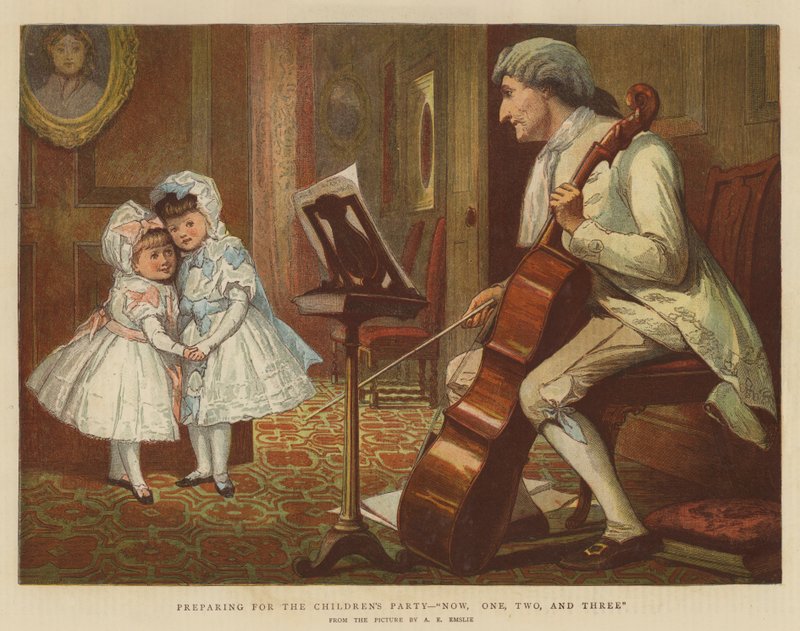 Voorbereidingen voor het kinderfeest, Nu, Een, Twee, en Drie door Alfred Edward Emslie