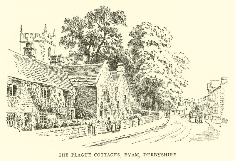 De pesthuisjes, Eyam, Derbyshire door Alfred Robert Quinton